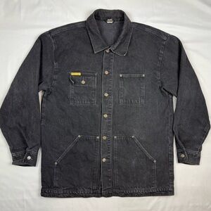 Prison Blues Mens Denim Chore Coat XL Black Denim Made in USA Work